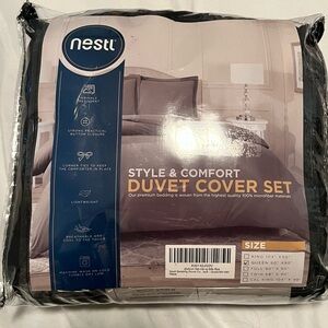 NESTL Queen size Black Duvet Cover Set